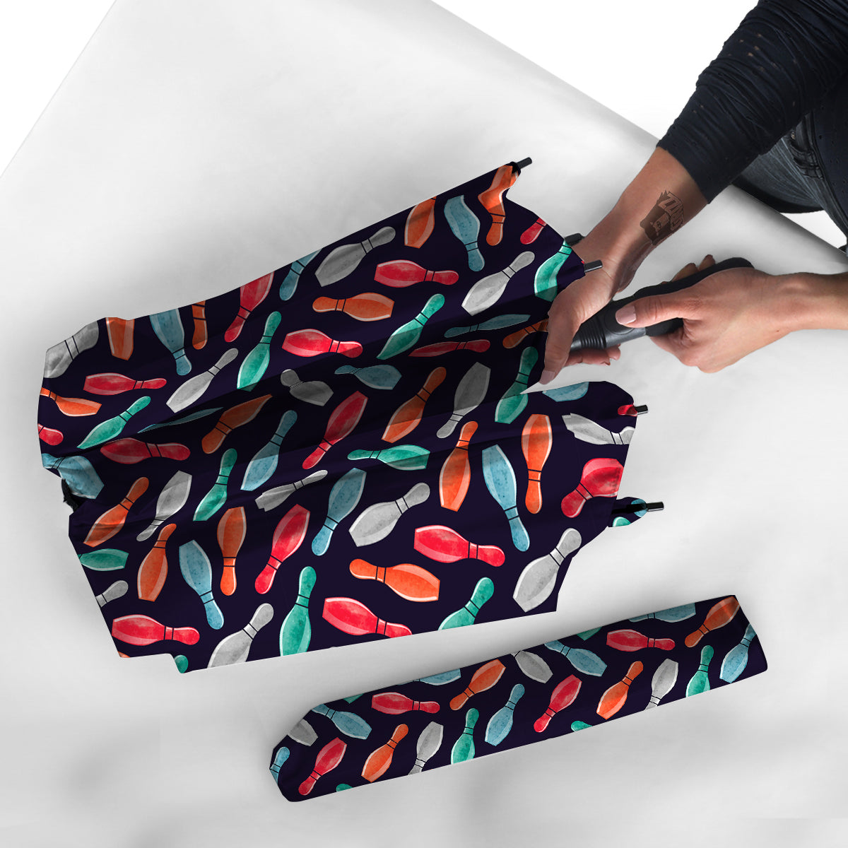 Bowling Pins Watercolor Print Pattern Umbrella-grizzshop