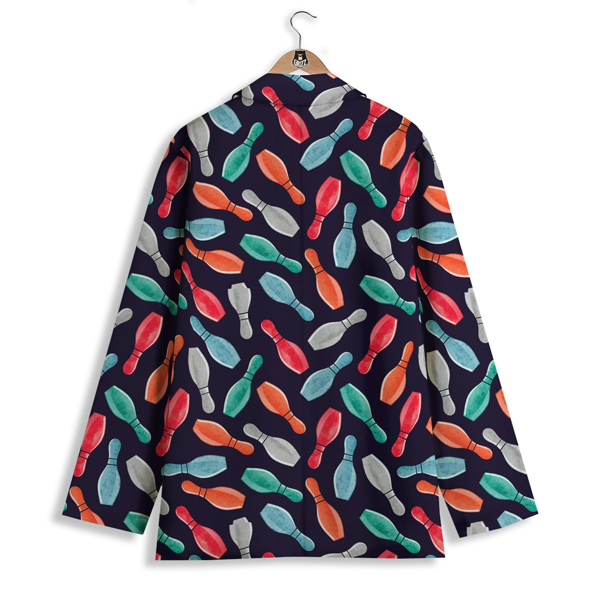 Bowling Pins Watercolor Print Pattern Women's Blazer-grizzshop
