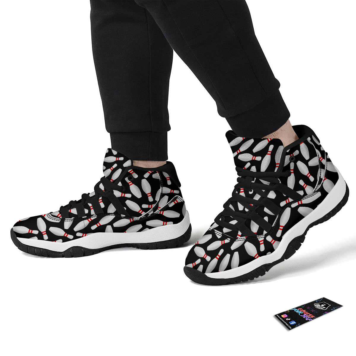 Bowling Print Pattern Black Bball Shoes-grizzshop