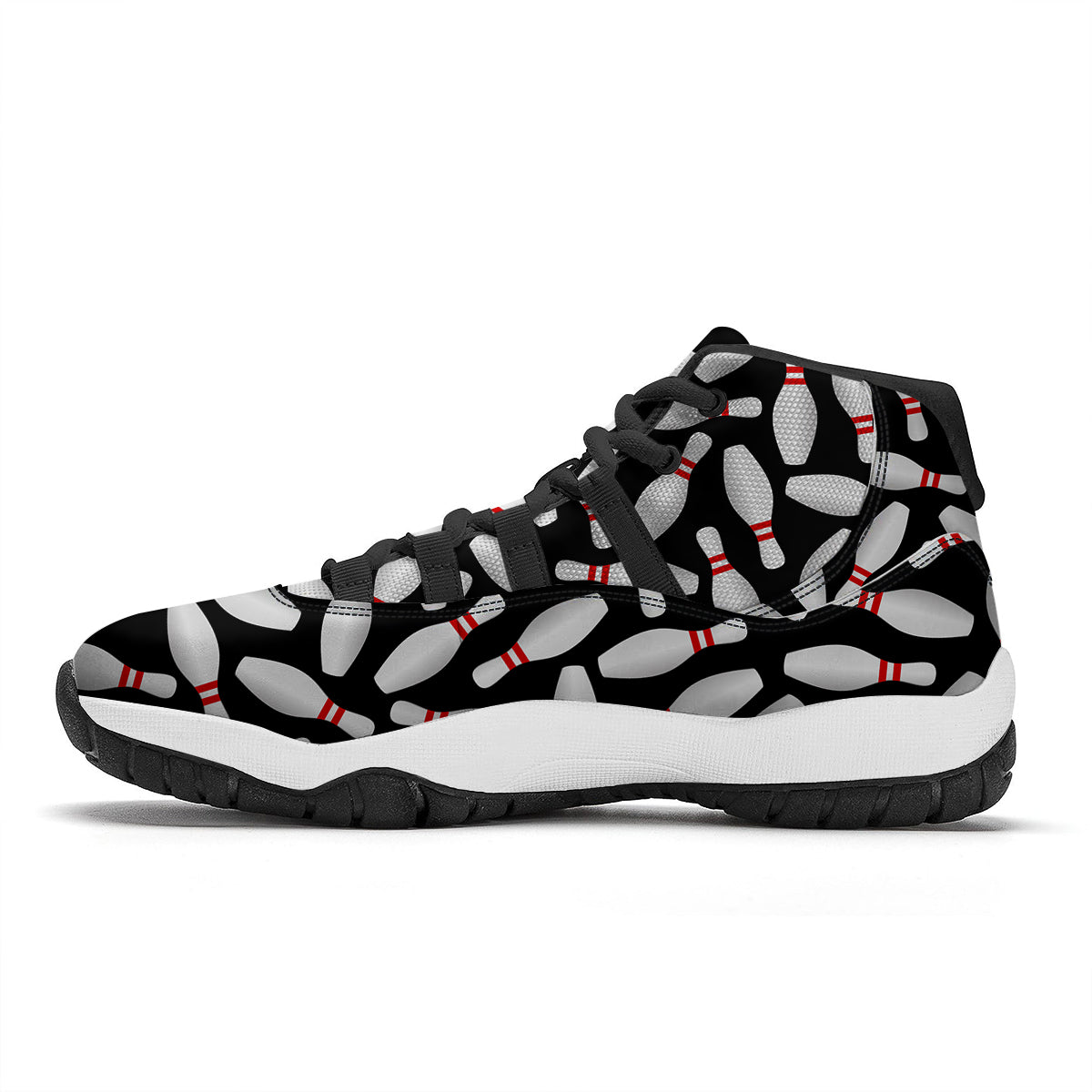 Bowling Print Pattern Black Bball Shoes-grizzshop