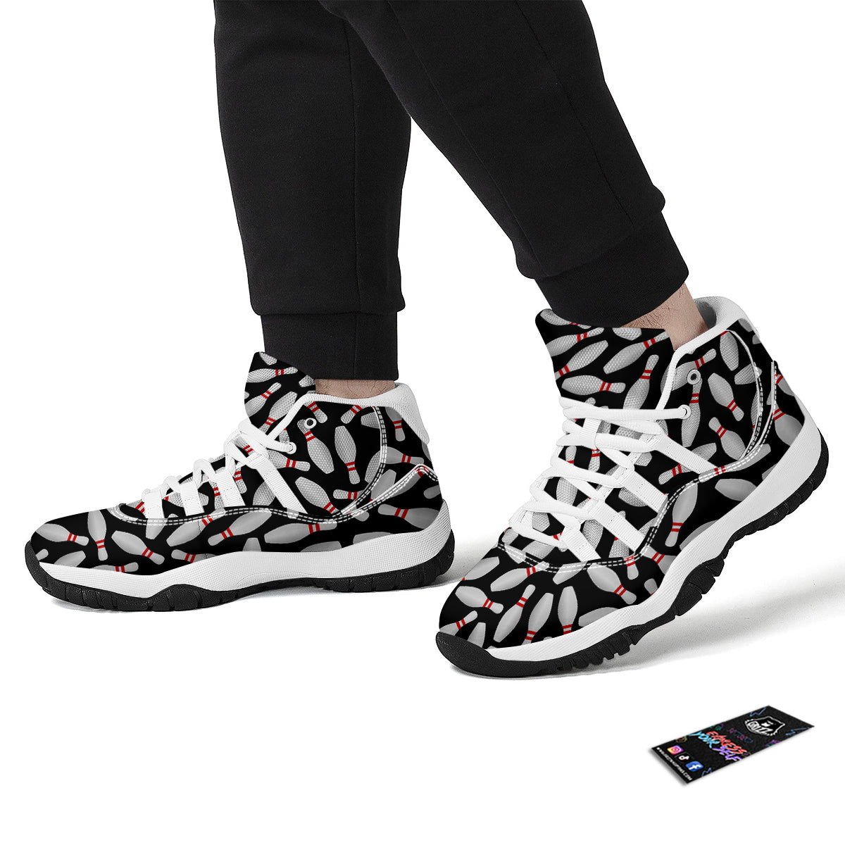 Bowling Print Pattern White Bball Shoes-grizzshop