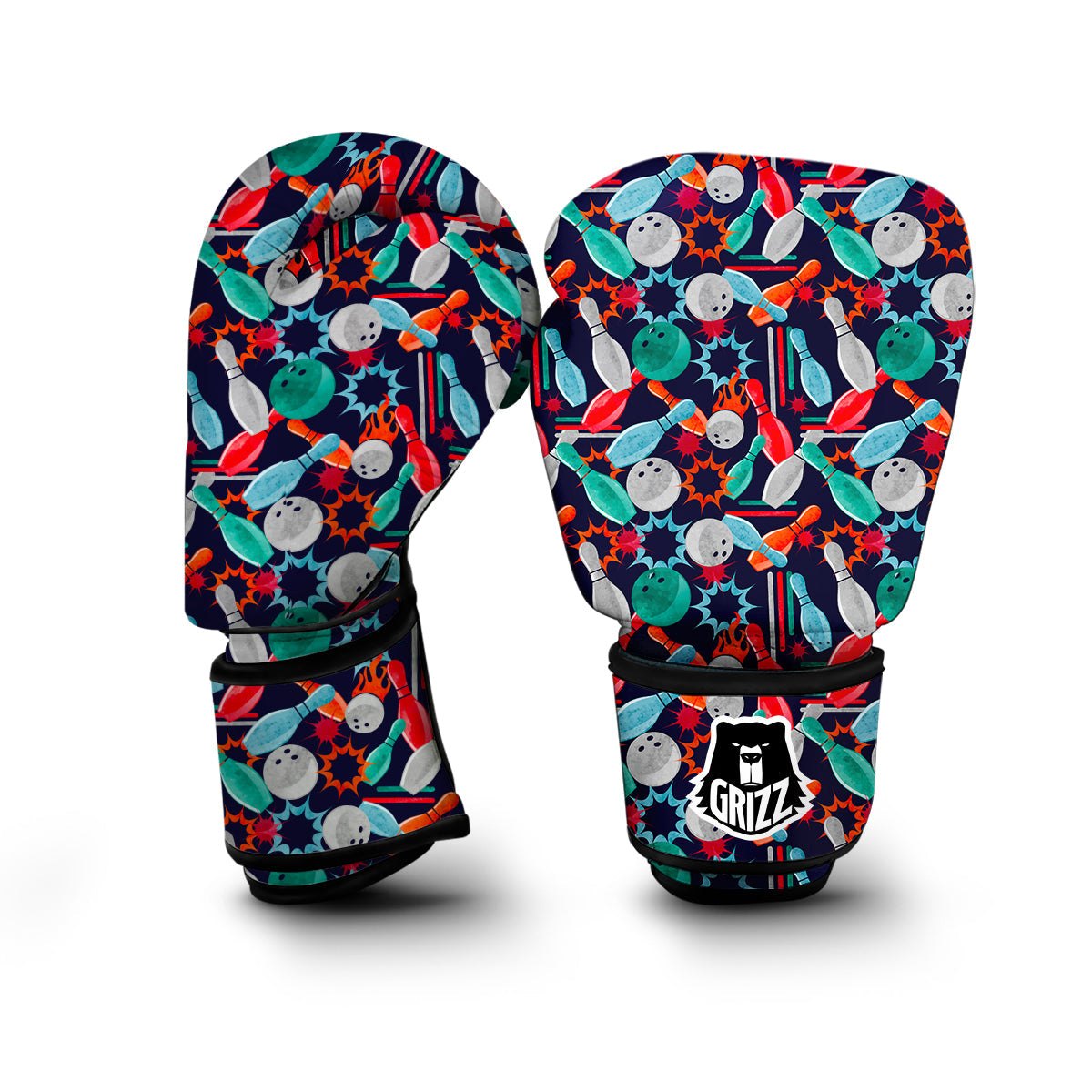 Bowling Stike Pattern Print Boxing Gloves-grizzshop