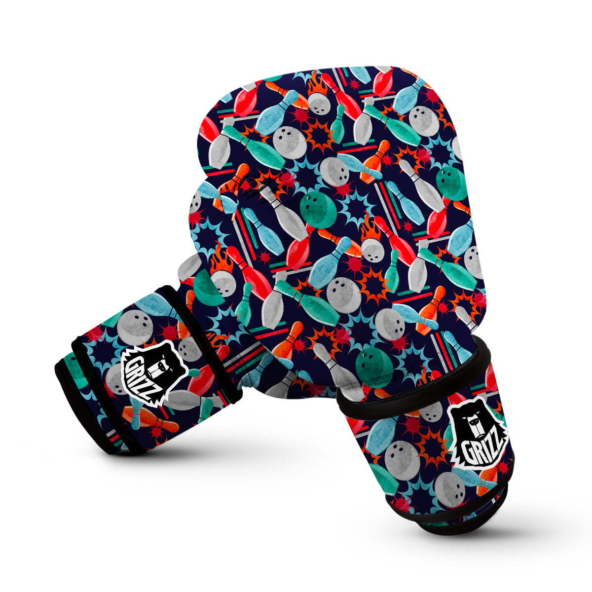 Bowling Stike Pattern Print Boxing Gloves-grizzshop