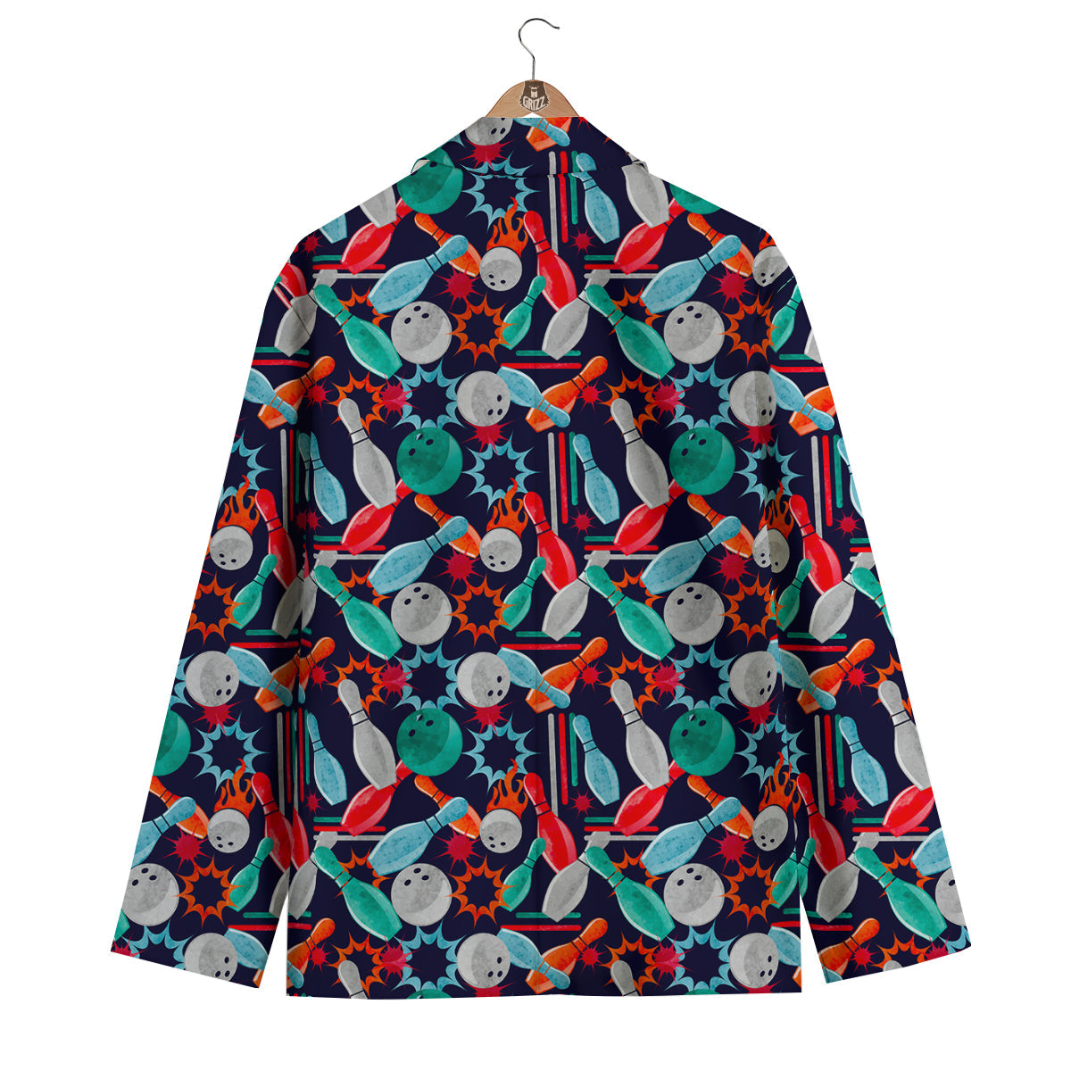 Bowling Stike Pattern Print Men's Blazer-grizzshop