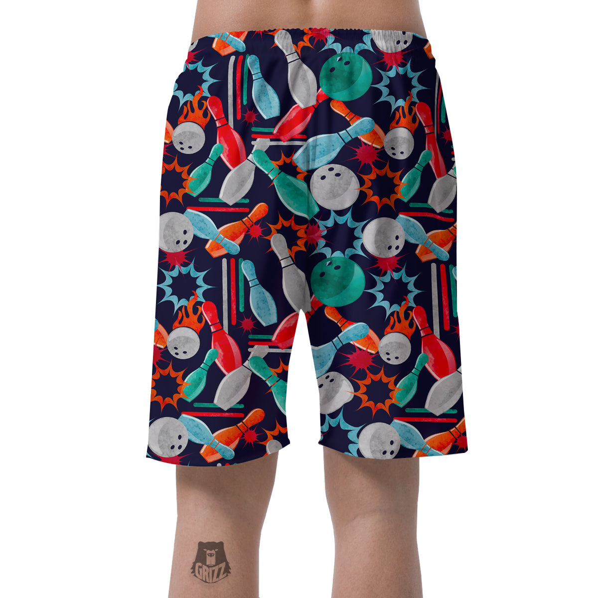 Bowling Stike Pattern Print Men's Shorts-grizzshop