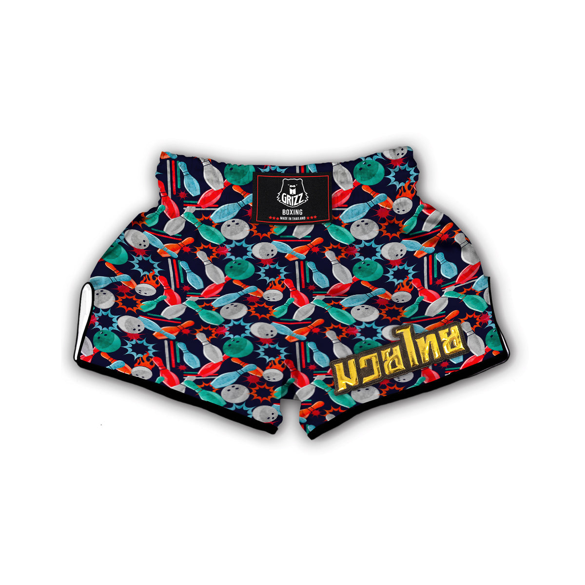 Bowling Stike Pattern Print Muay Thai Boxing Shorts-grizzshop