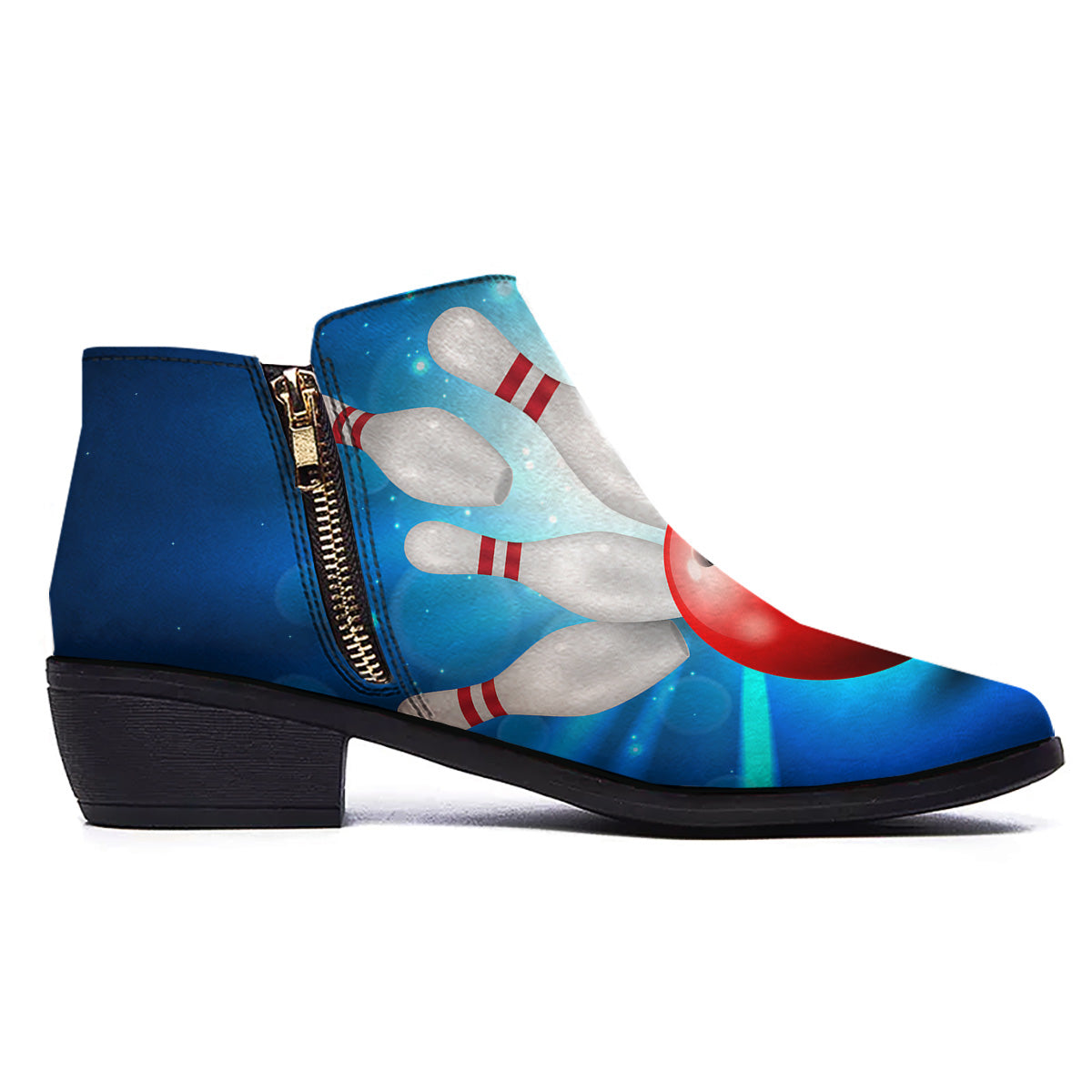 Bowling Strike Print Ankle Boots-grizzshop