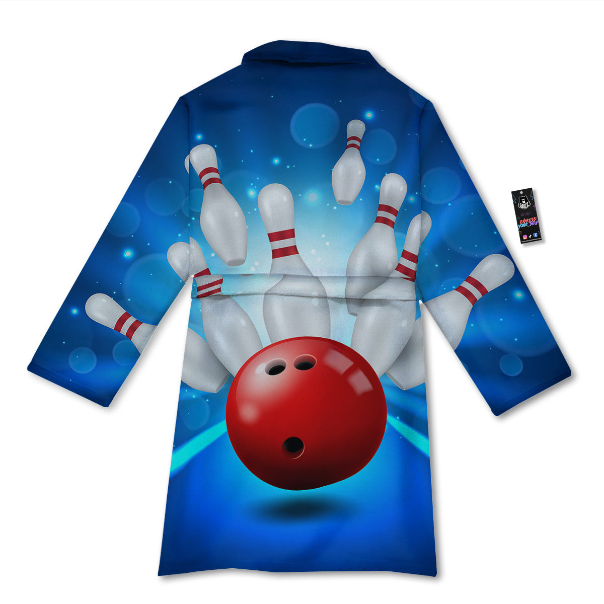 Bowling Strike Print Bathrobe-grizzshop