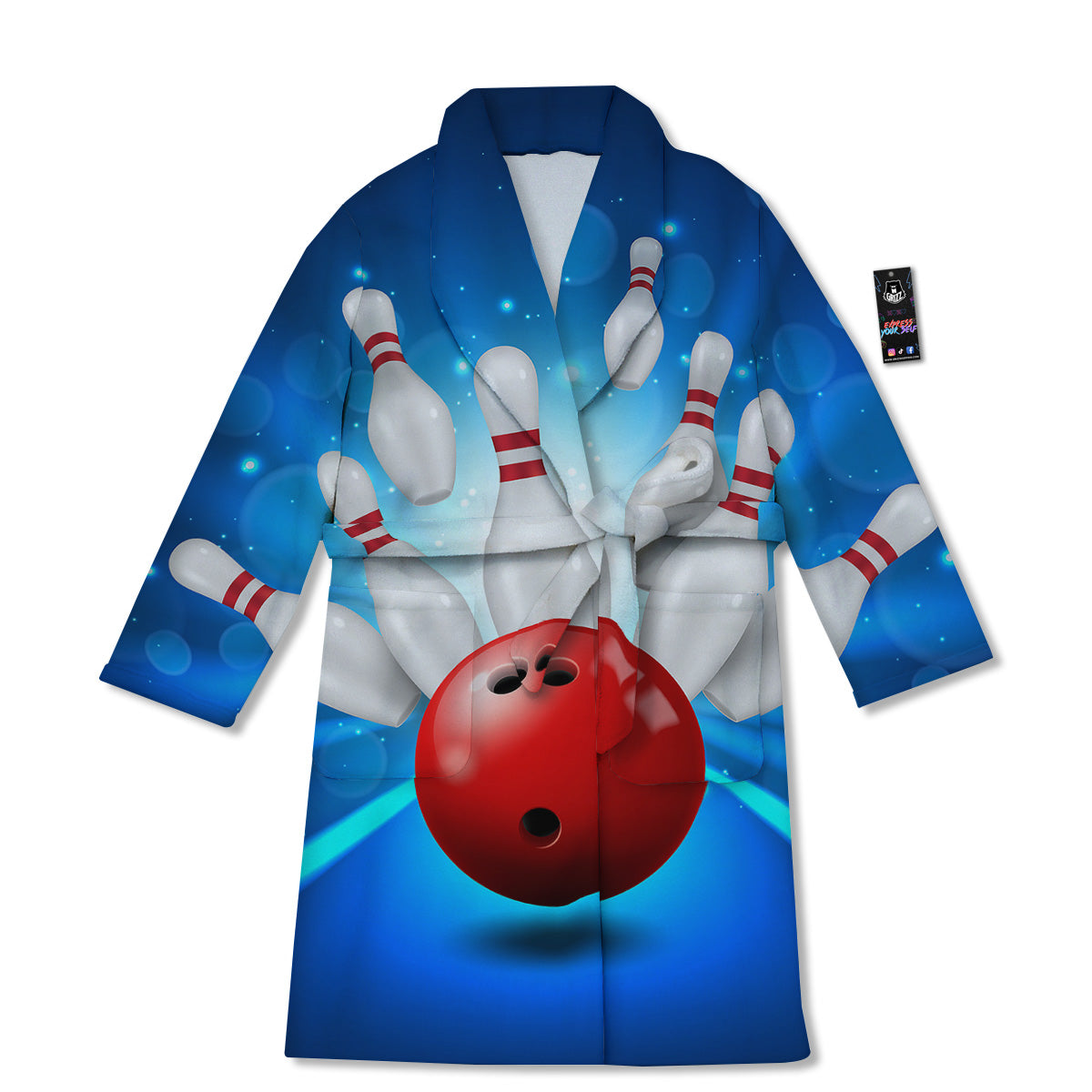 Bowling Strike Print Bathrobe-grizzshop