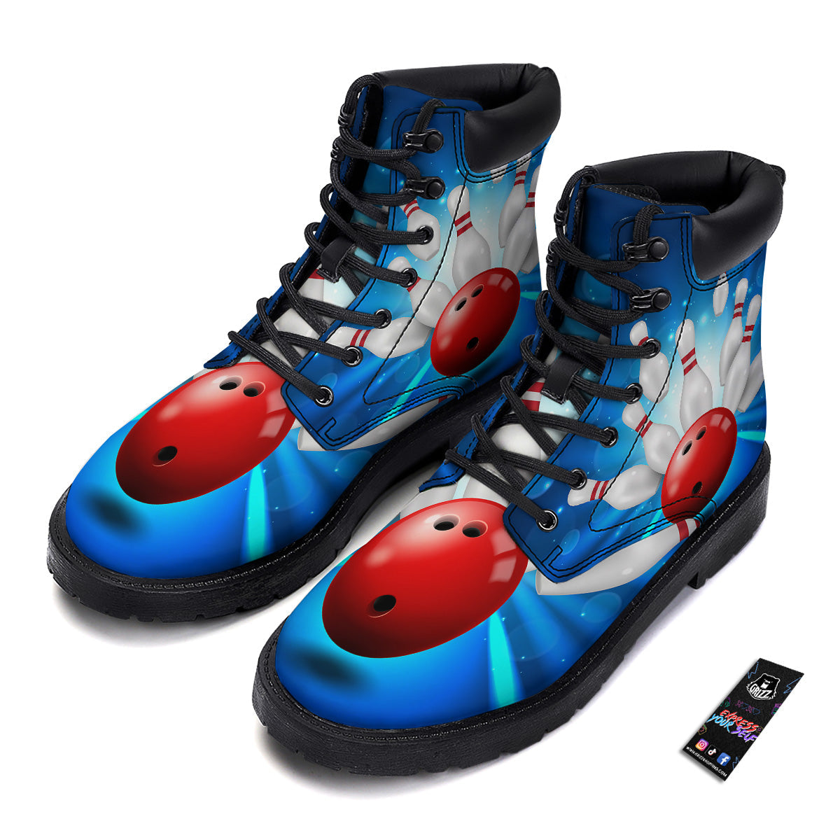 Bowling Strike Print Boots-grizzshop