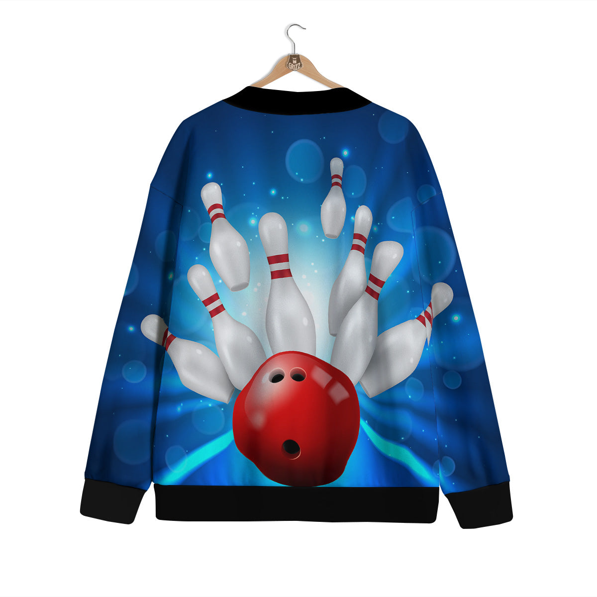 Bowling Strike Print Cardigan-grizzshop