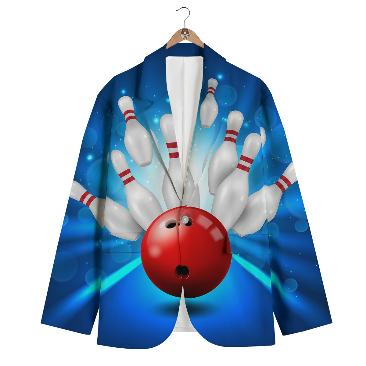 Bowling Strike Print Men's Blazer-grizzshop