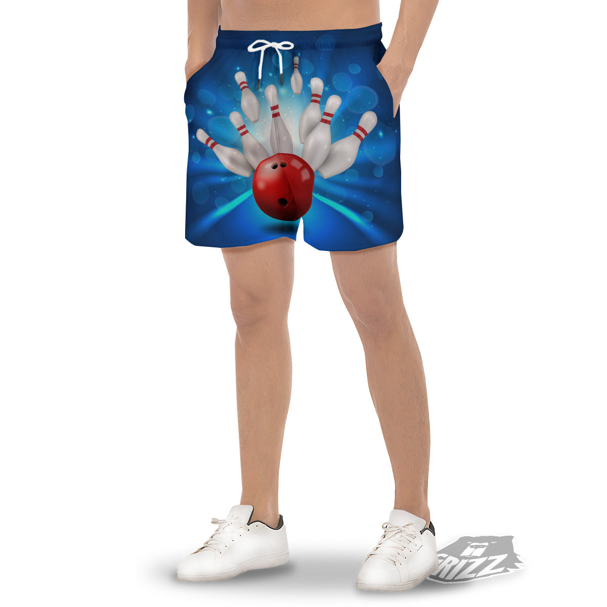 Bowling Strike Print Men's Gym Shorts-grizzshop