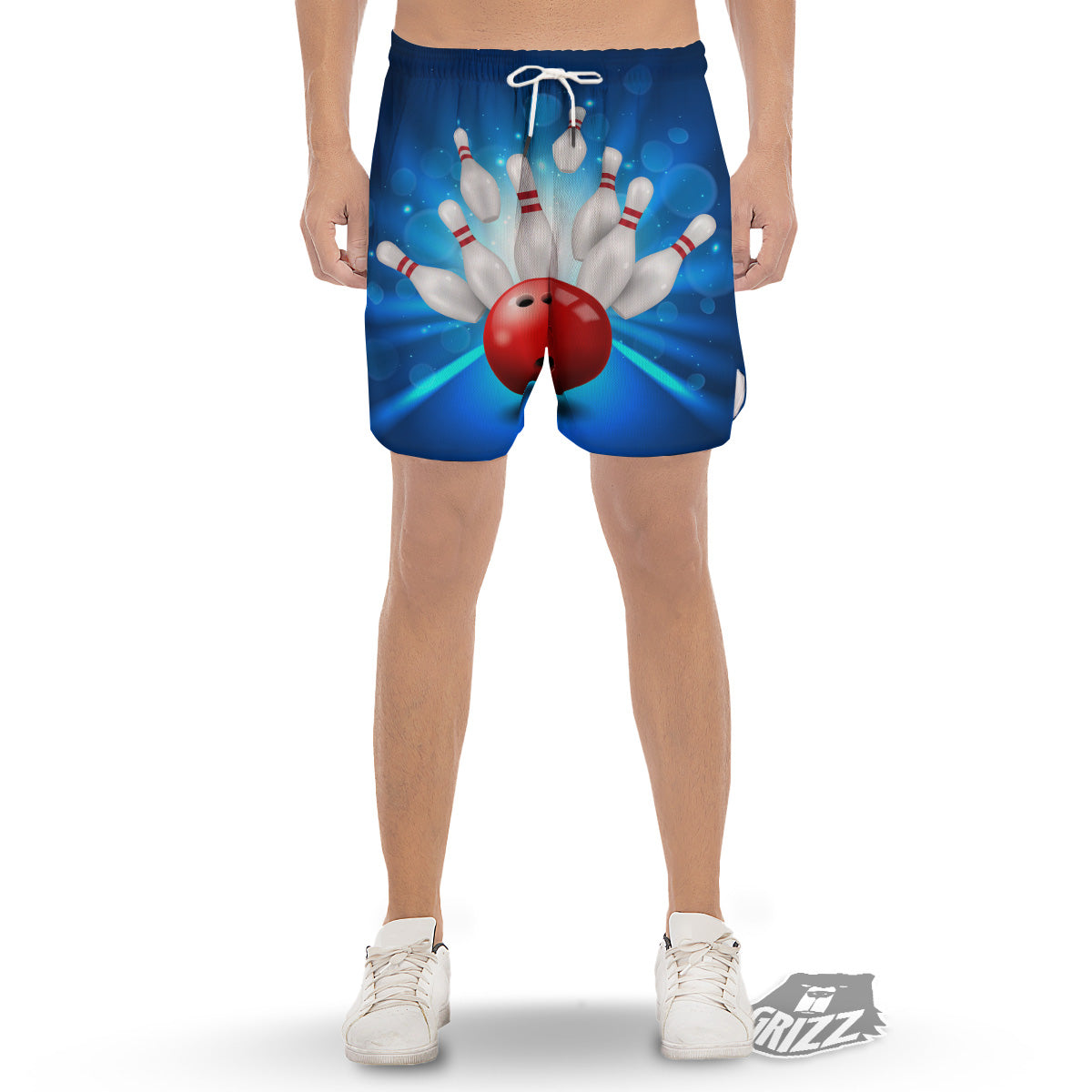 Bowling Strike Print Men's Gym Shorts-grizzshop