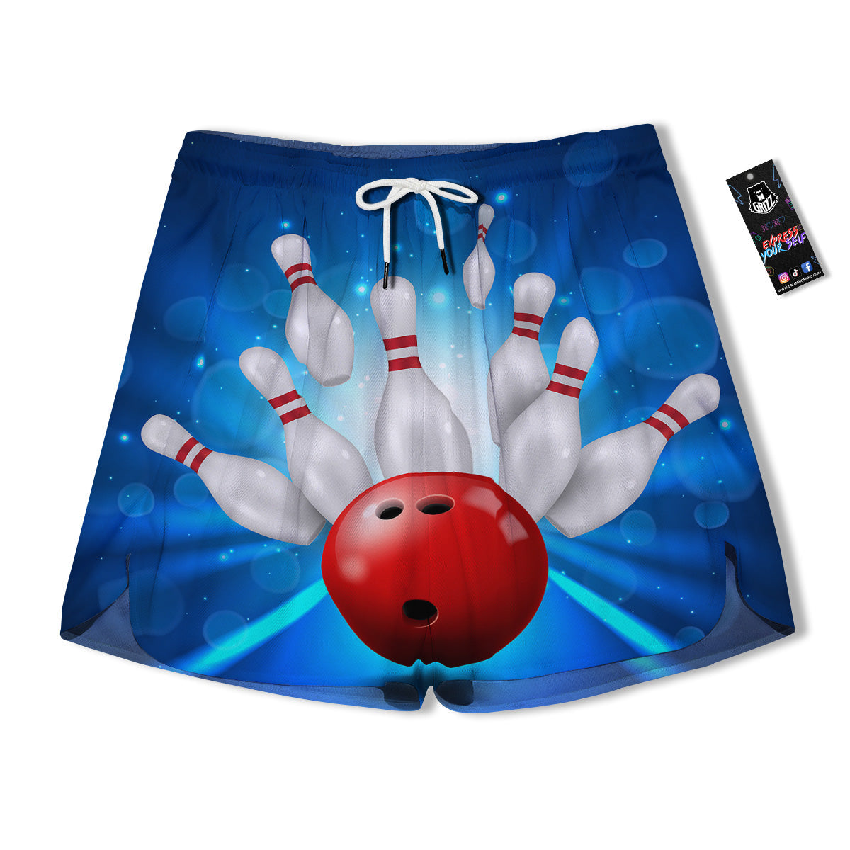 Bowling Strike Print Men's Running Shorts-grizzshop