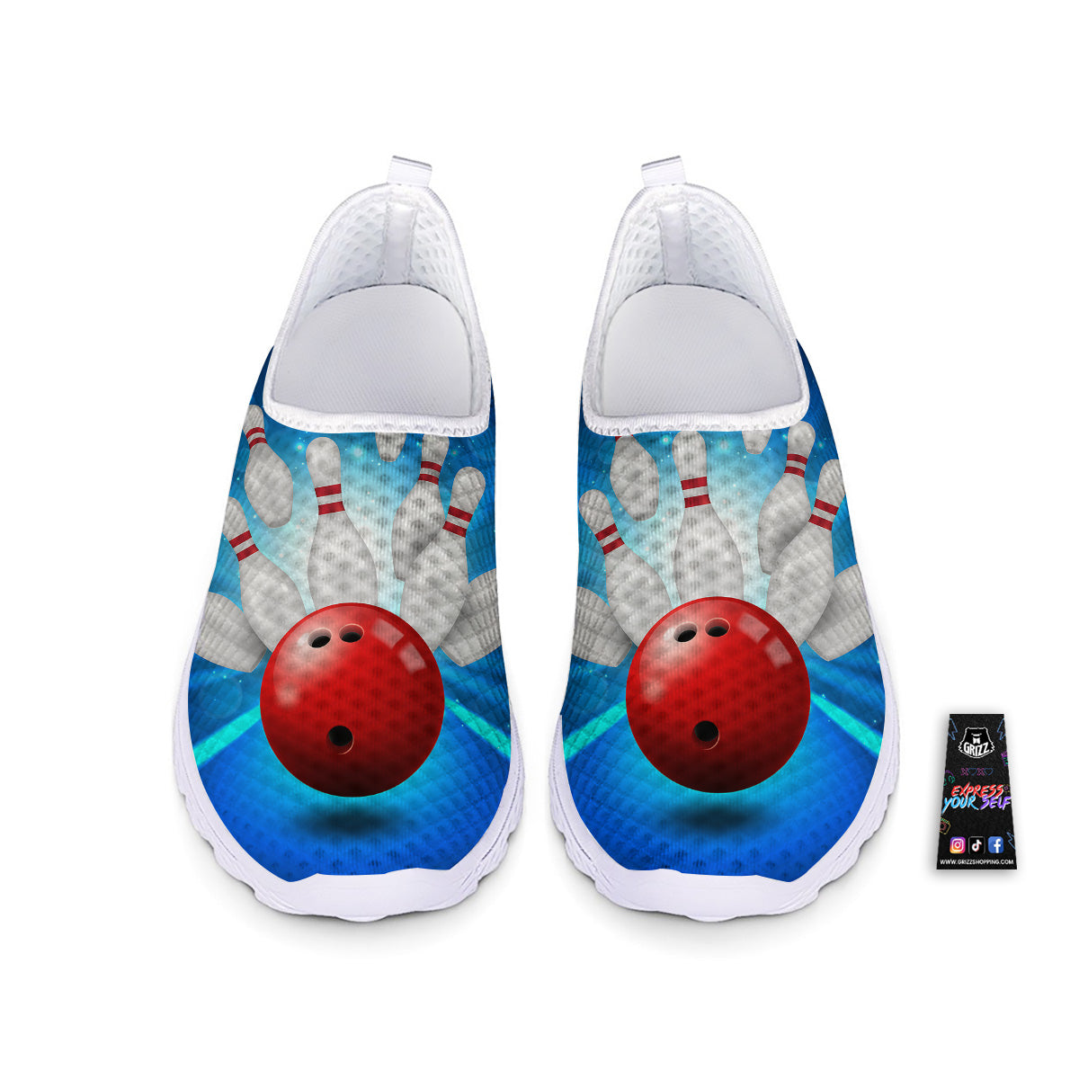 Bowling Strike Print Nurse Shoes-grizzshop