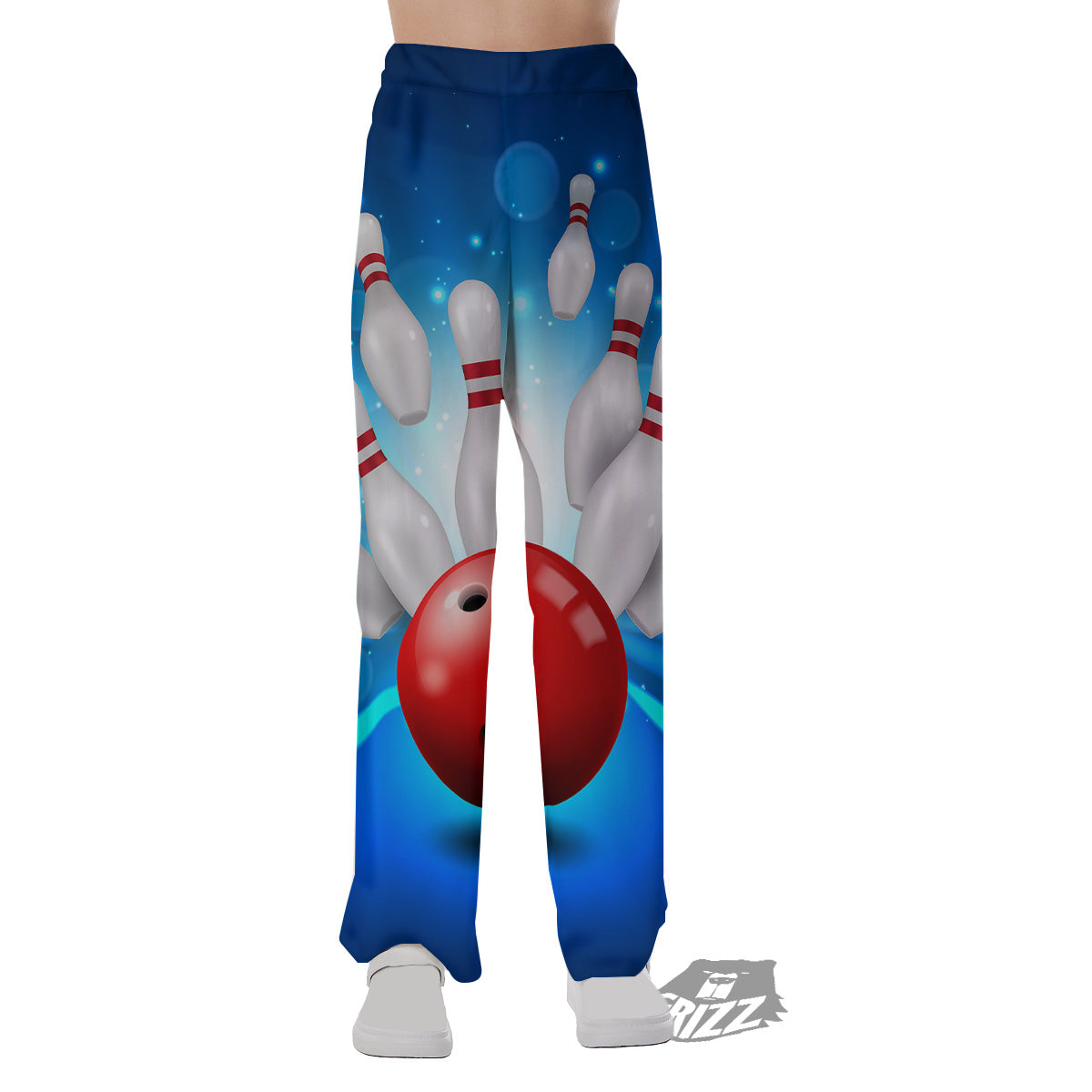Bowling Strike Print Pajama Pants-grizzshop