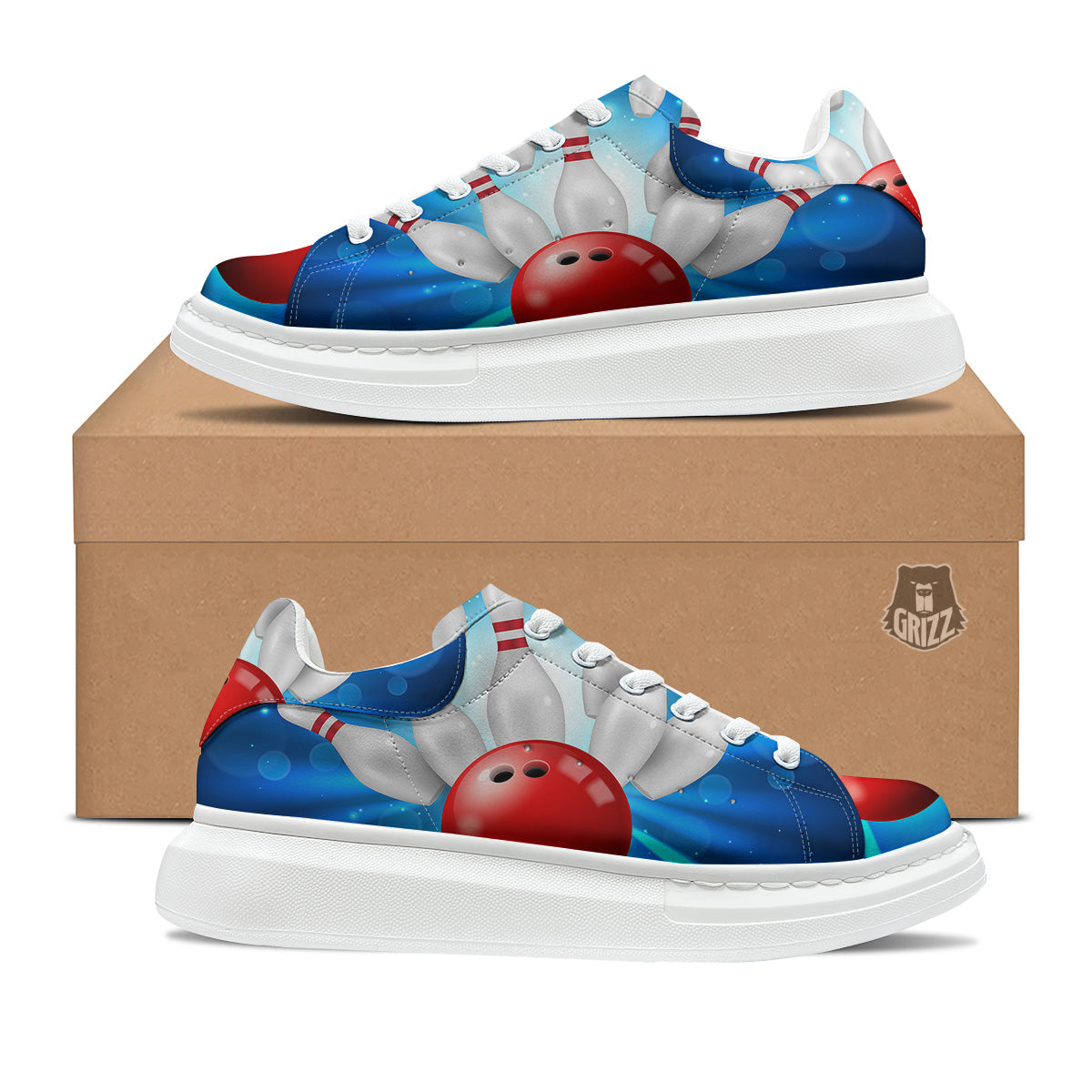 Bowling Strike Print Platform Shoes-grizzshop