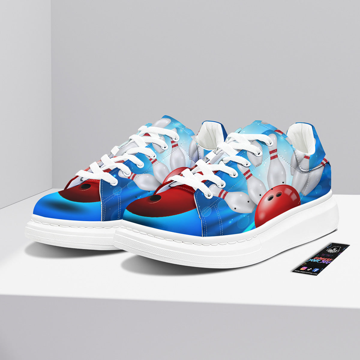 Bowling Strike Print Platform Shoes-grizzshop