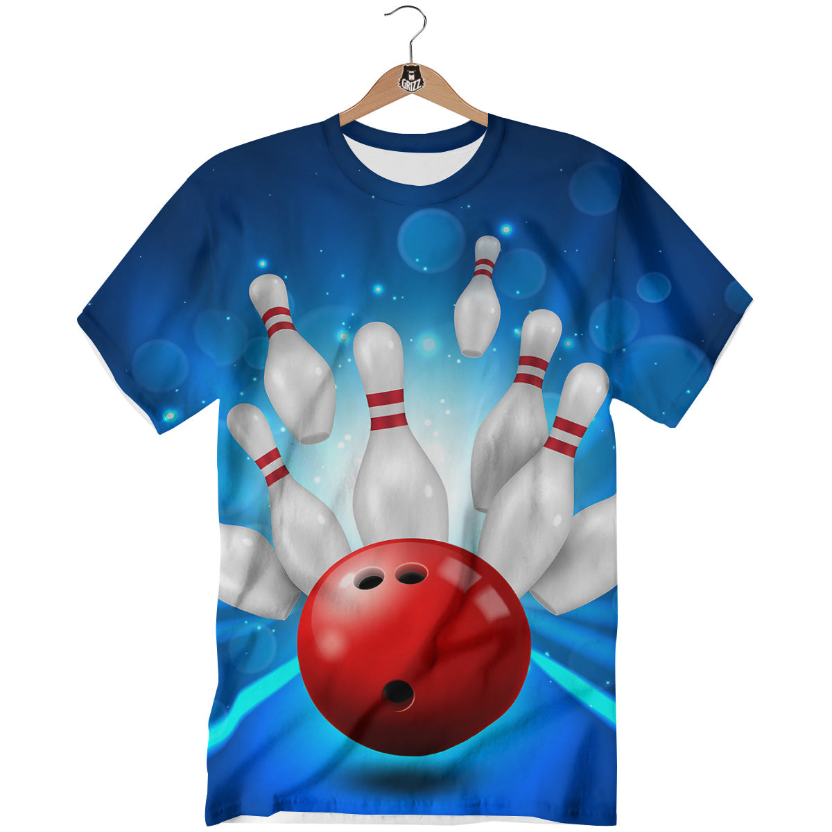 Bowling Strike Print T-Shirt-grizzshop