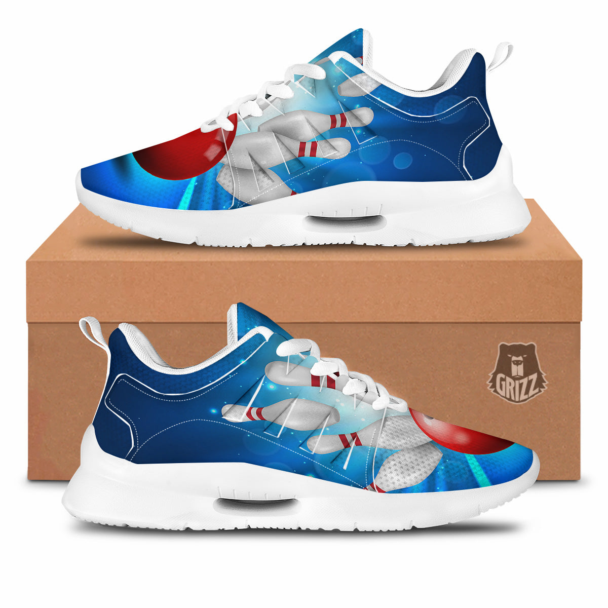 Bowling Strike Print Tennis Shoes-grizzshop