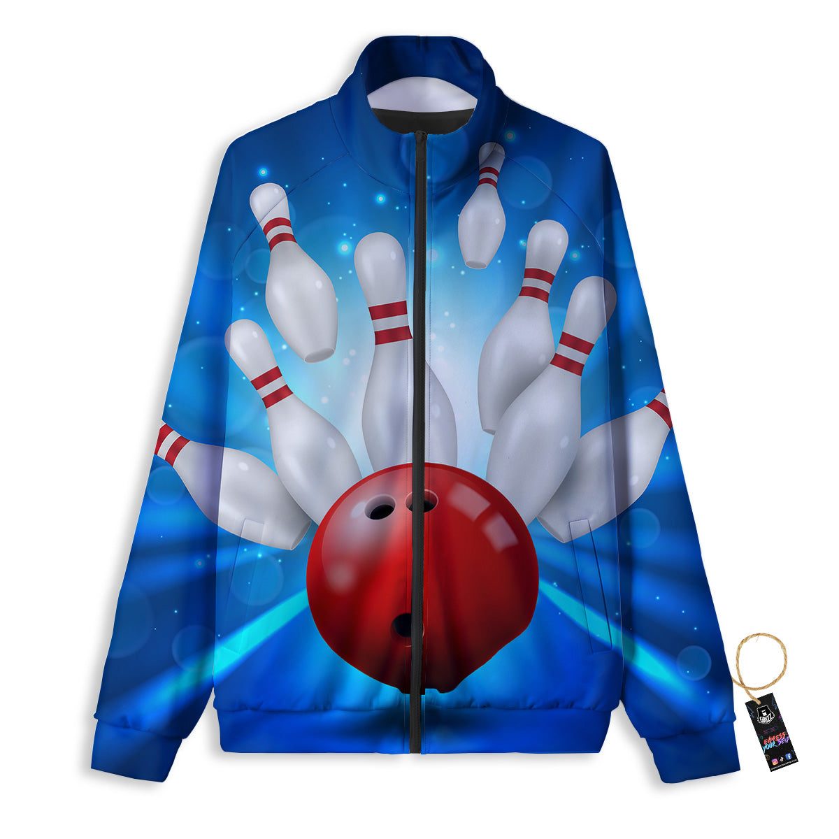 Bowling Strike Print Track Jacket-grizzshop