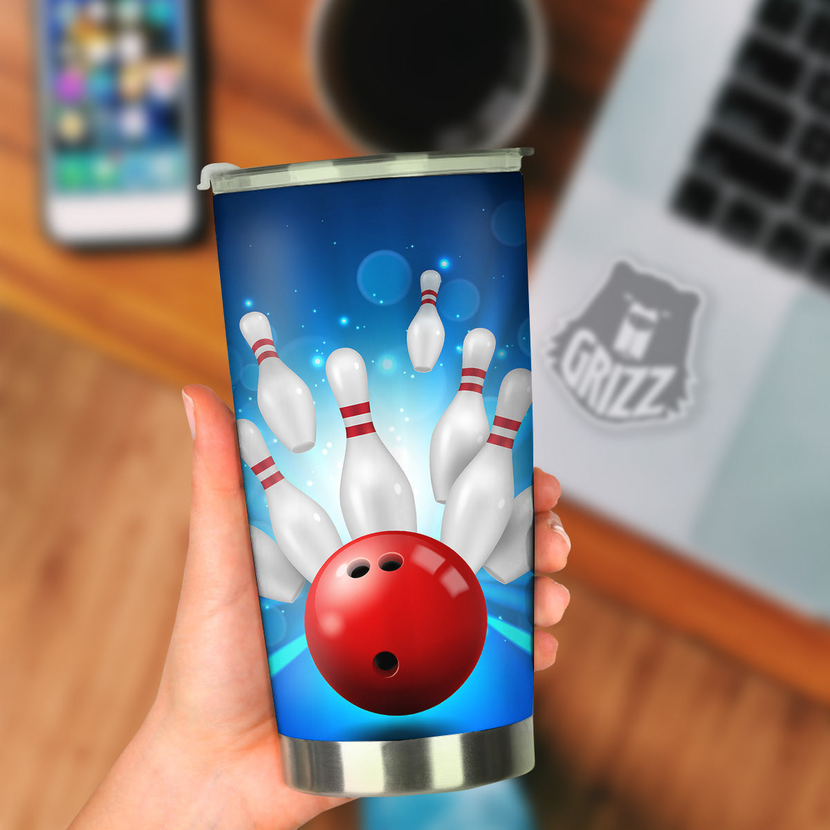 Bowling Strike Print Tumbler-grizzshop
