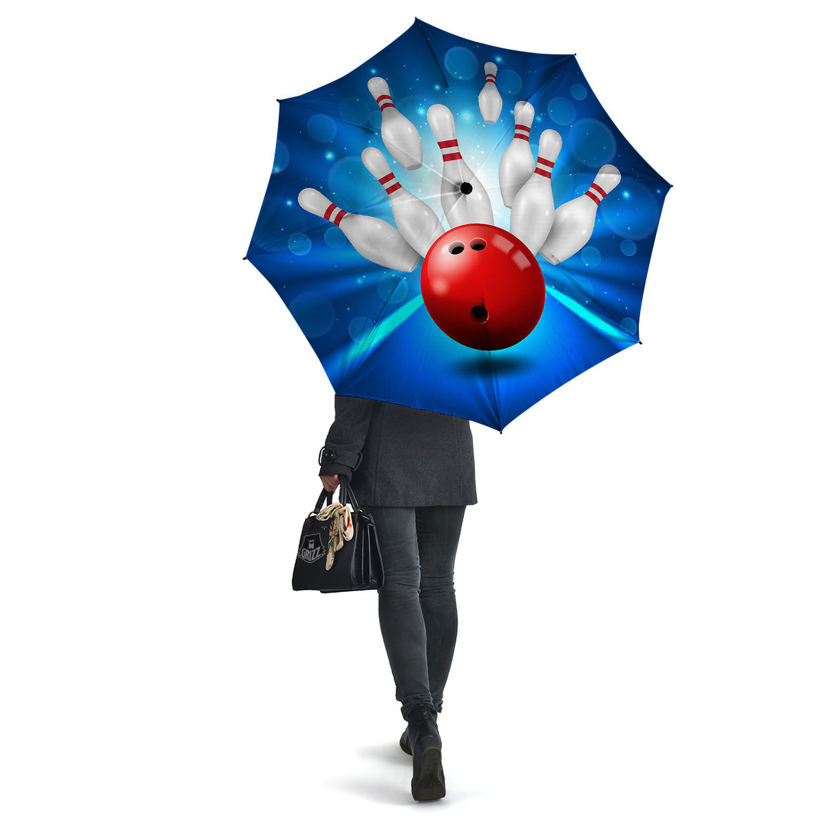 Bowling Strike Print Umbrella-grizzshop