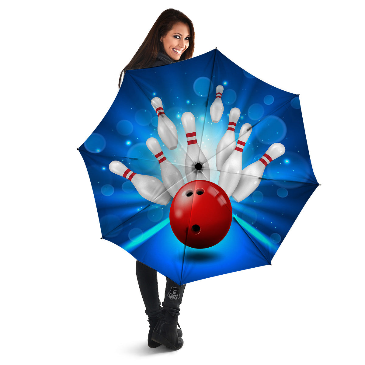 Bowling Strike Print Umbrella-grizzshop