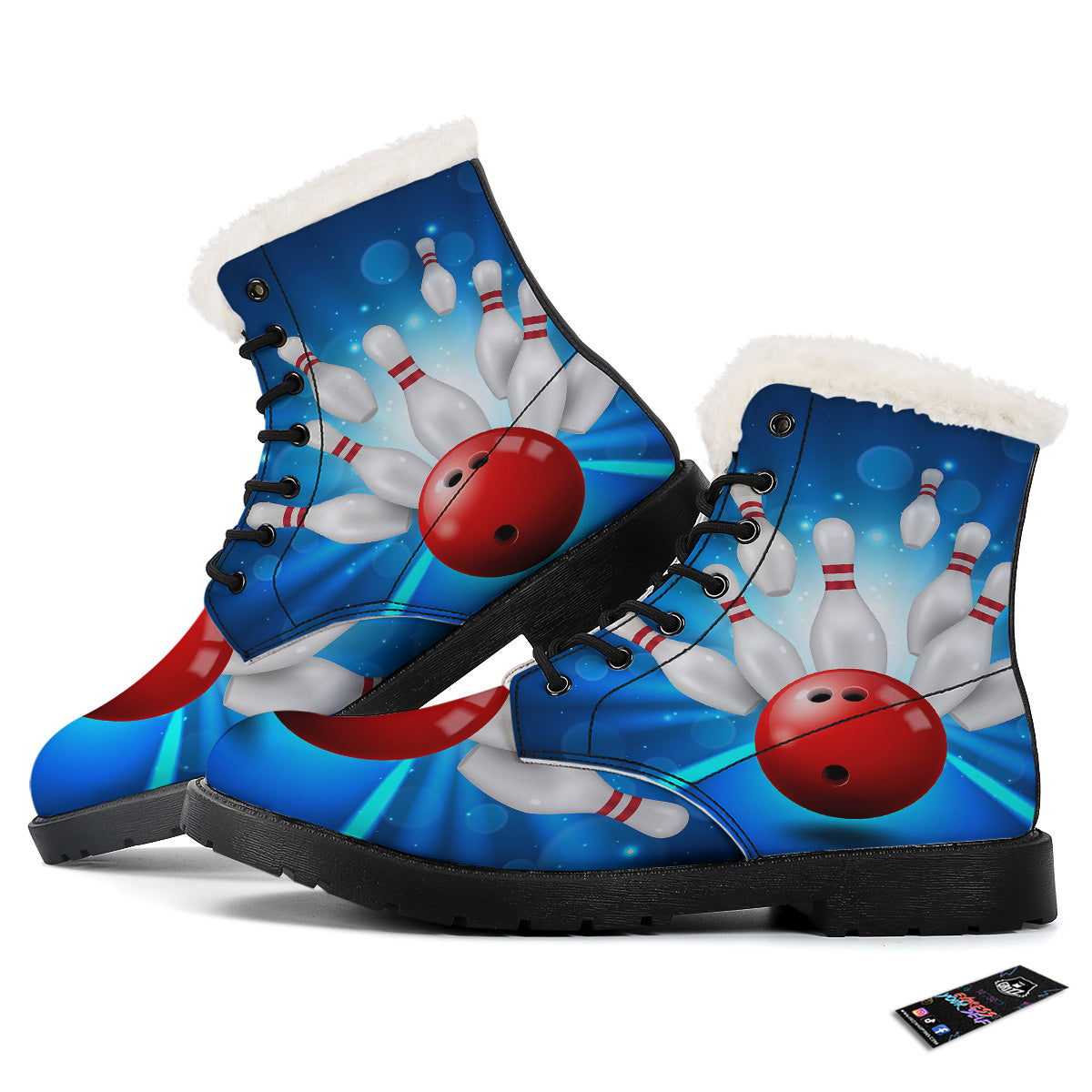Bowling Strike Print Winter Boots-grizzshop