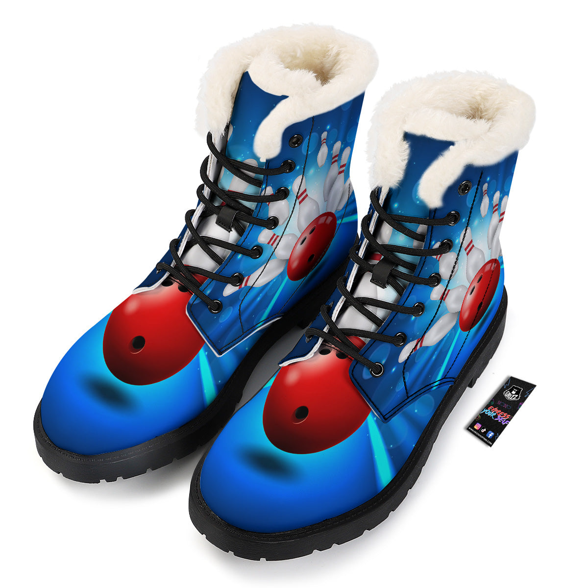 Bowling Strike Print Winter Boots-grizzshop