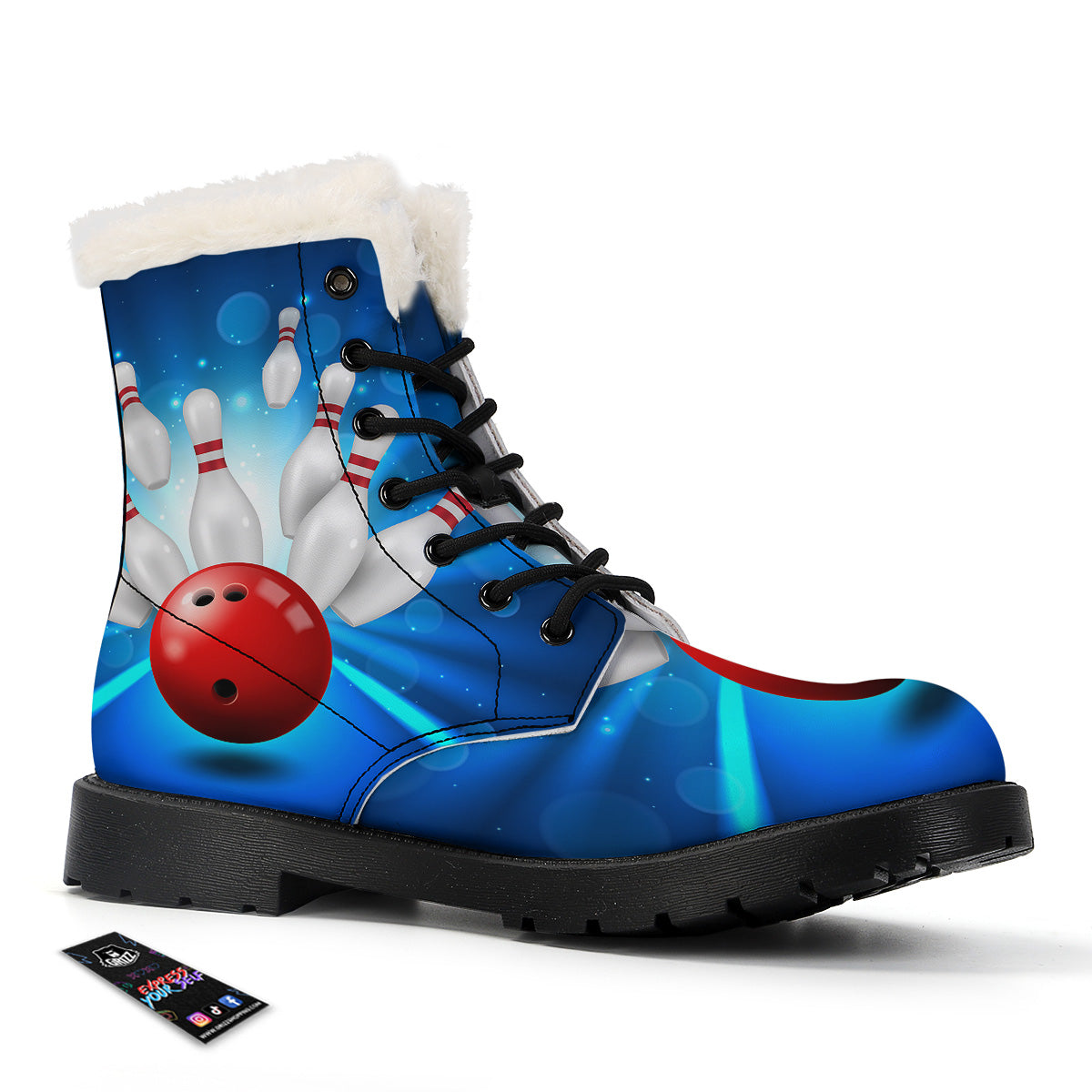 Bowling Strike Print Winter Boots-grizzshop