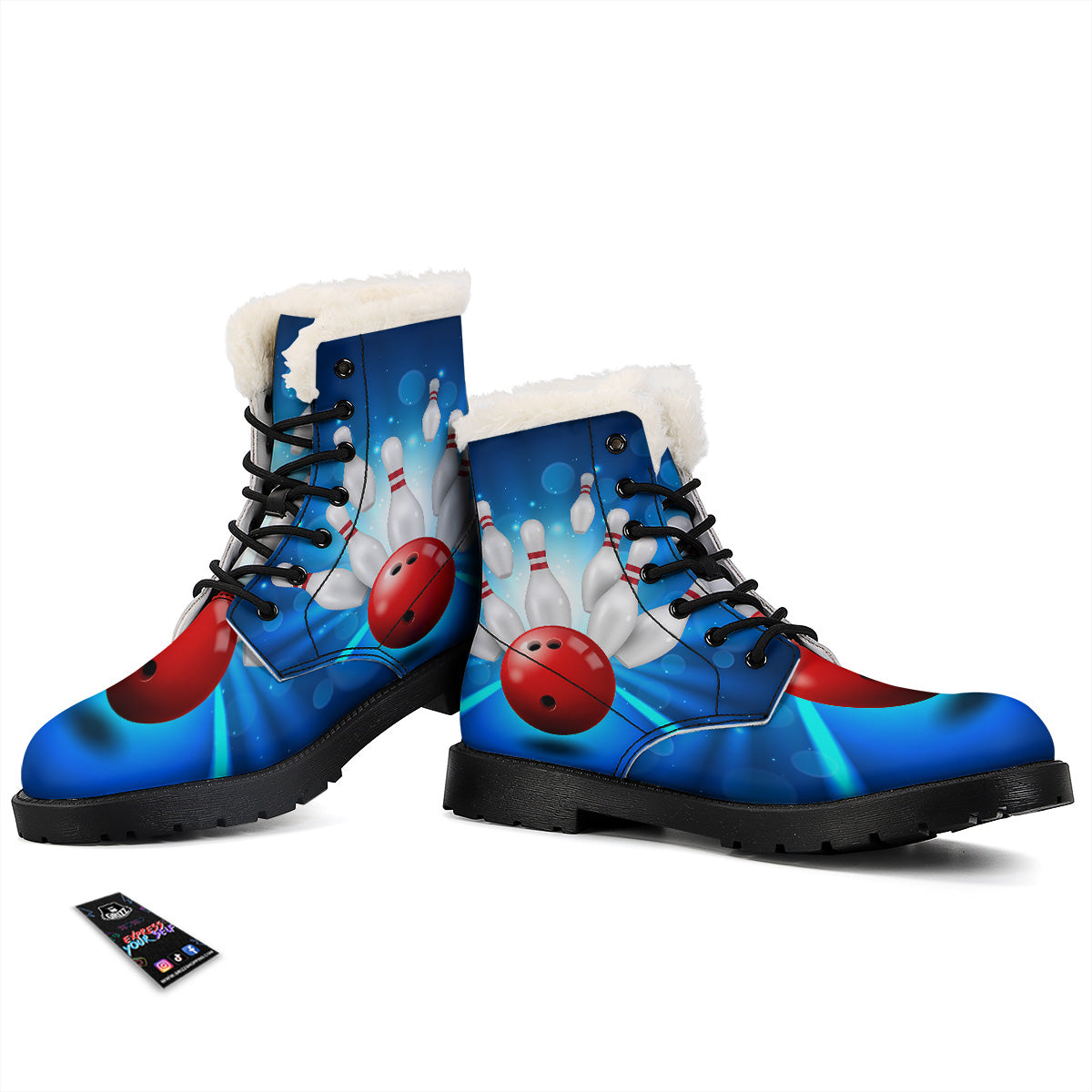 Bowling Strike Print Winter Boots-grizzshop