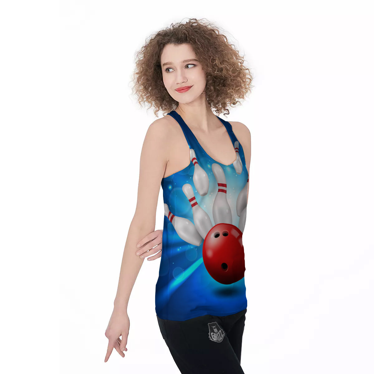 Bowling Strike Print Women's Racerback Tank Top-grizzshop