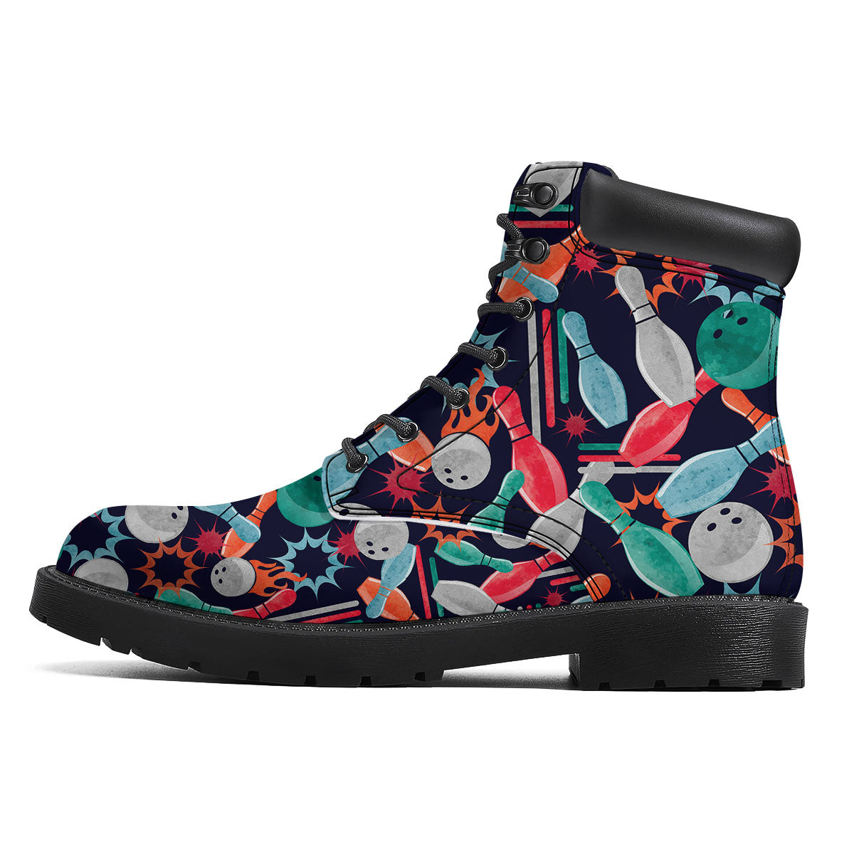 Bowling Theme Watercolor Print Pattern Boots-grizzshop