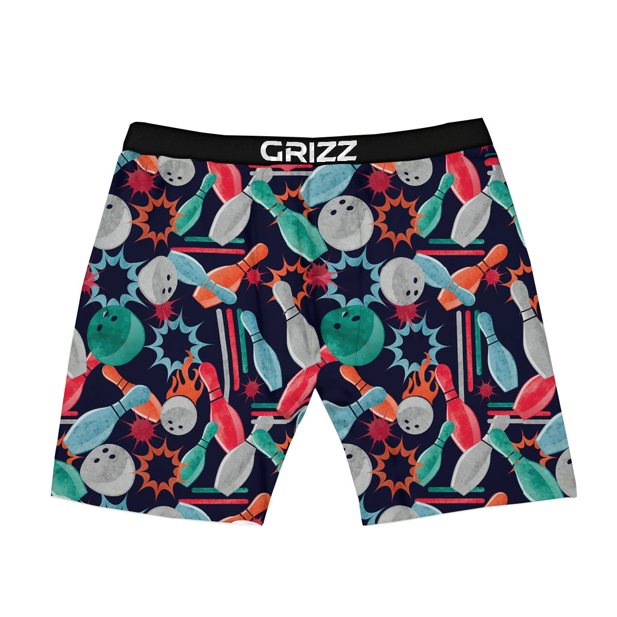 Bowling Theme Watercolor Print Pattern Boxer Briefs-grizzshop