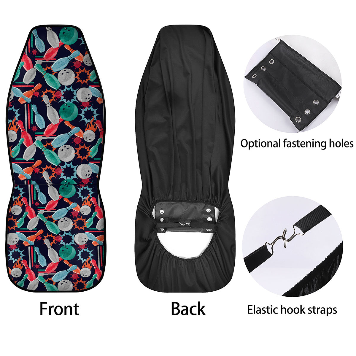 Bowling Theme Watercolor Print Pattern Car Seat Covers-grizzshop