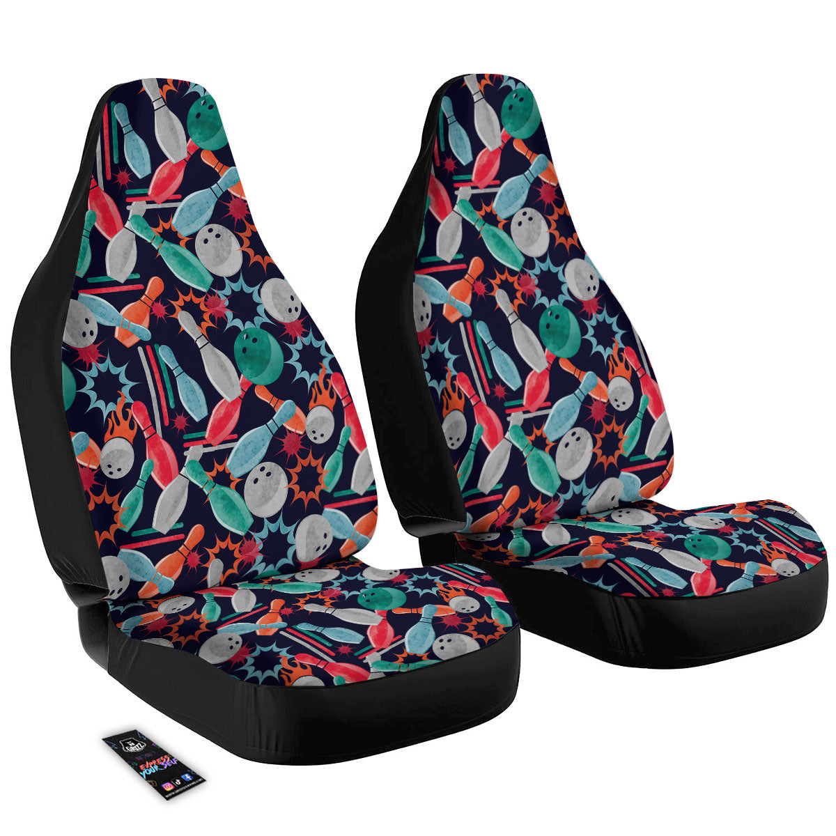 Bowling Theme Watercolor Print Pattern Car Seat Covers-grizzshop