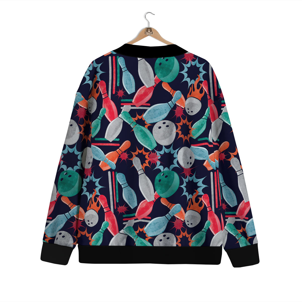 Bowling Theme Watercolor Print Pattern Cardigan-grizzshop