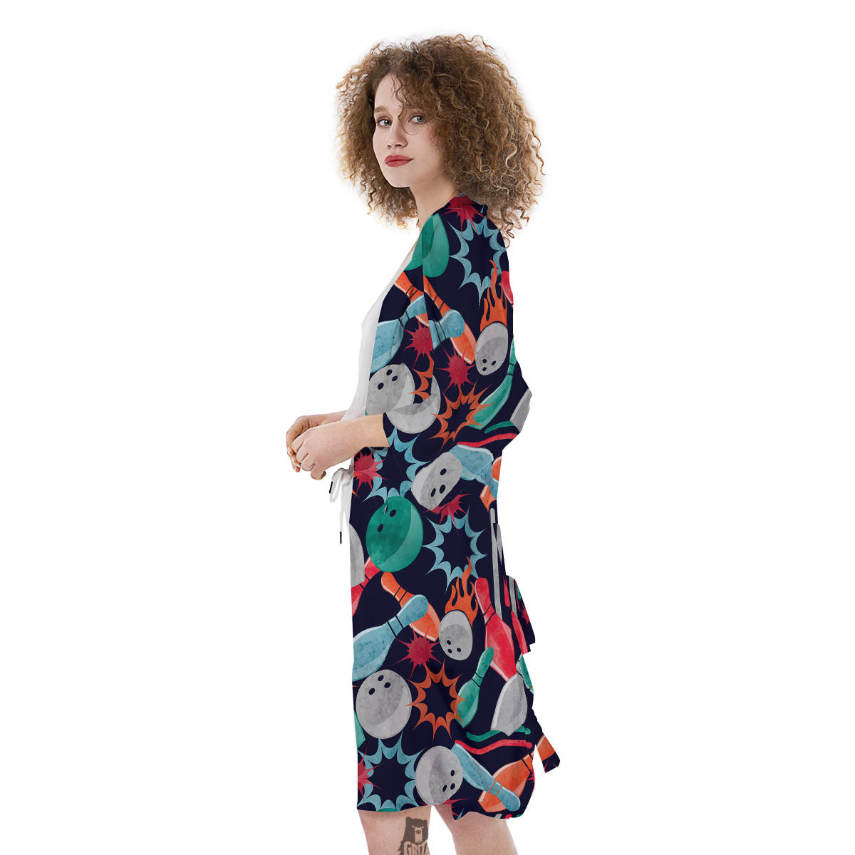 Bowling Theme Watercolor Print Pattern Kimono-grizzshop