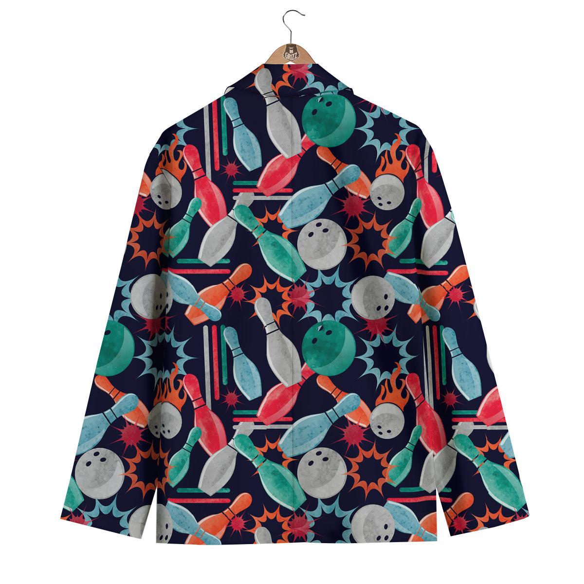 Bowling Theme Watercolor Print Pattern Men's Blazer-grizzshop