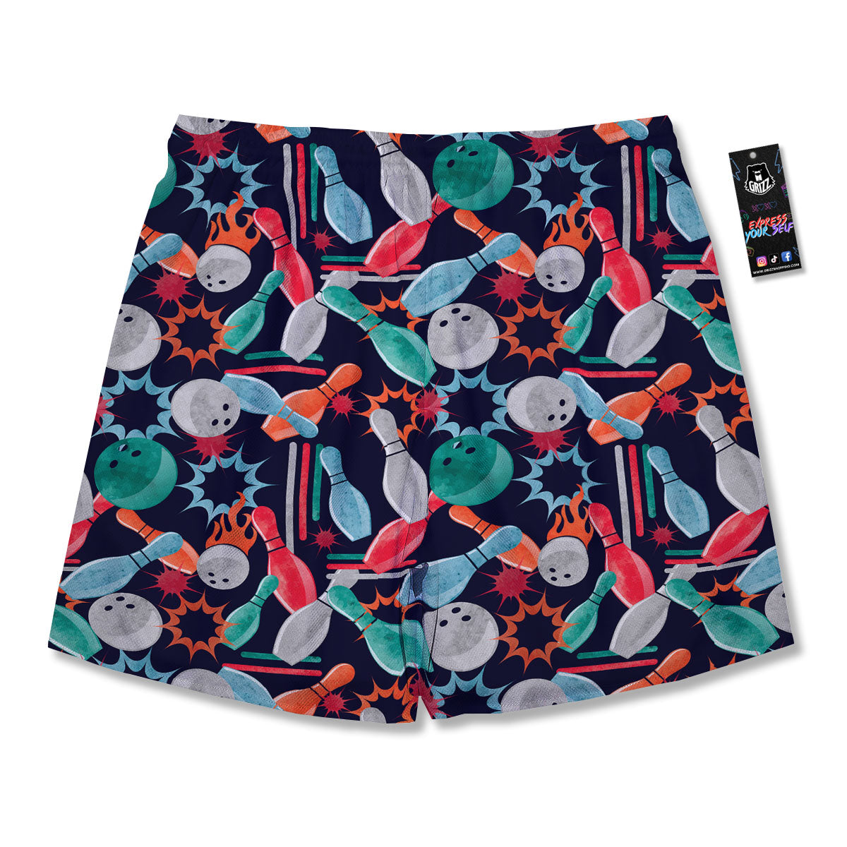Bowling Theme Watercolor Print Pattern Men's Running Shorts-grizzshop