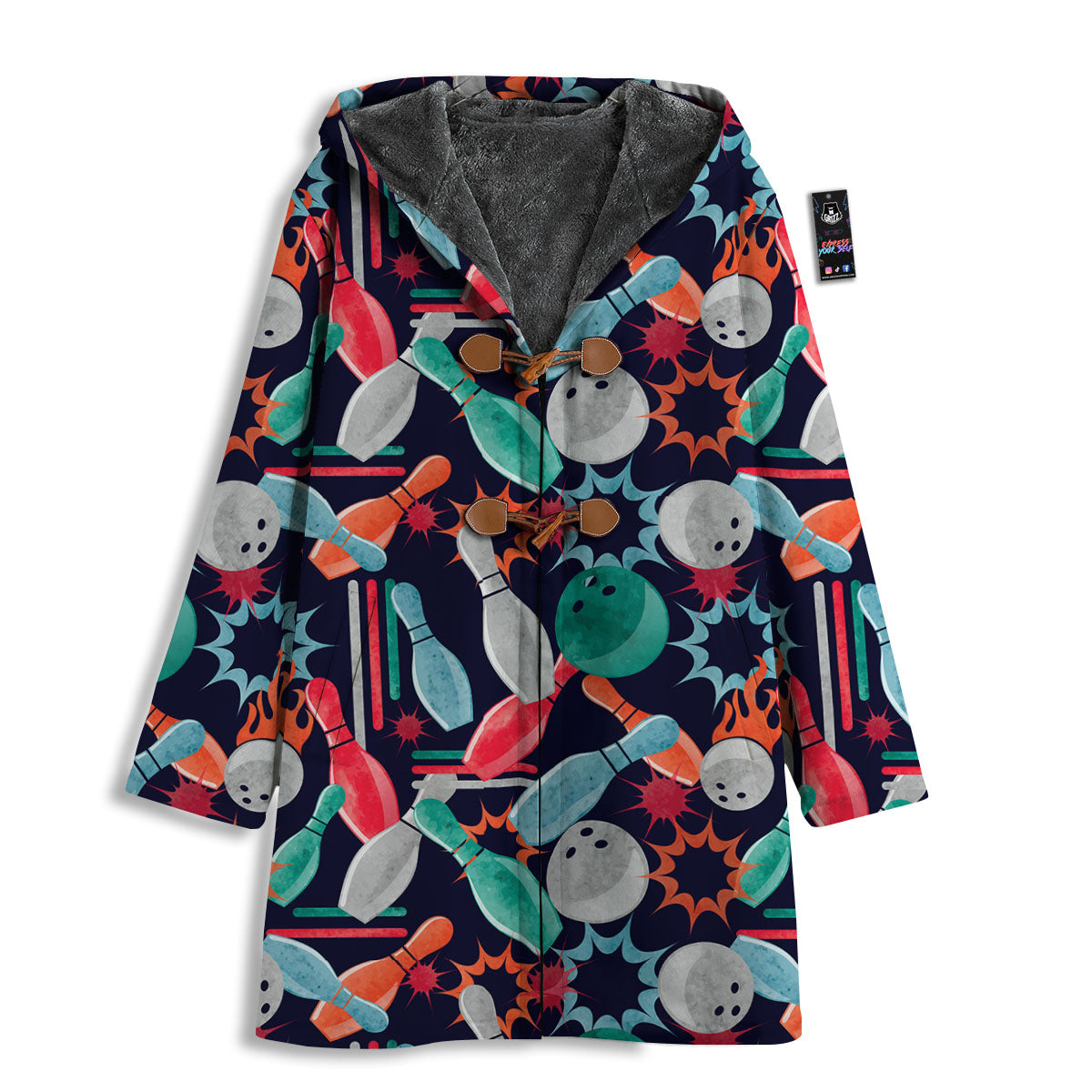Bowling Theme Watercolor Print Pattern Men's Windbreaker Jacket-grizzshop