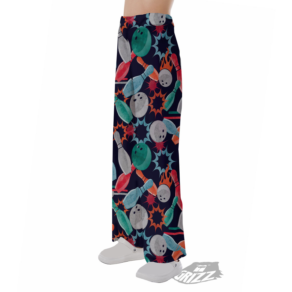 Bowling Theme Watercolor Print Pattern Pajama Pants-grizzshop