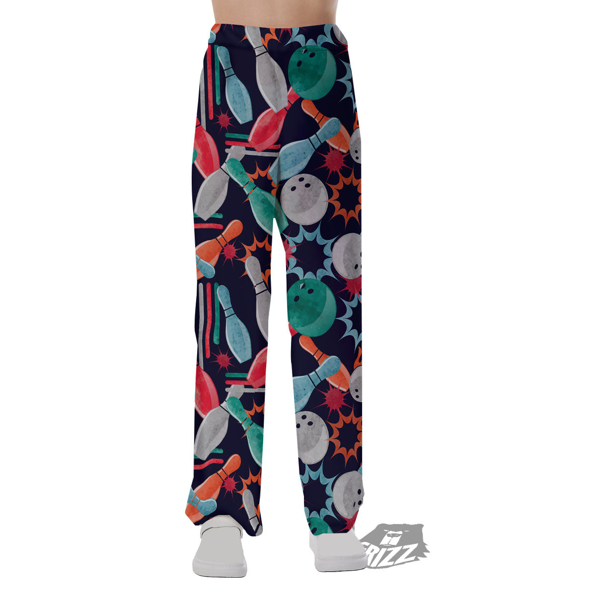 Bowling Theme Watercolor Print Pattern Pajama Pants-grizzshop
