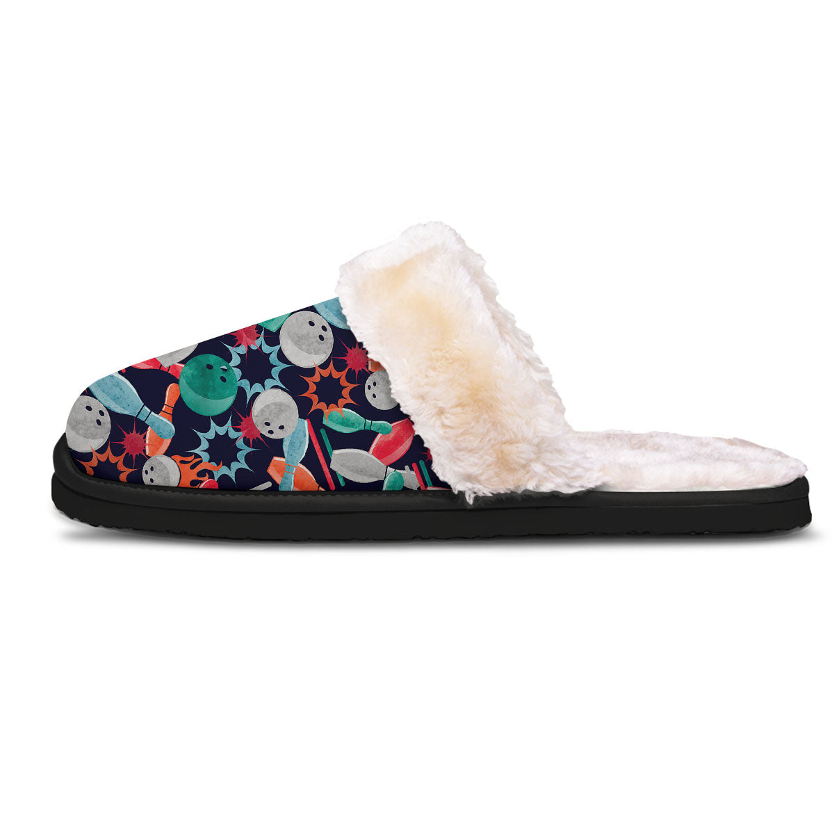 Bowling Theme Watercolor Print Pattern Slippers-grizzshop