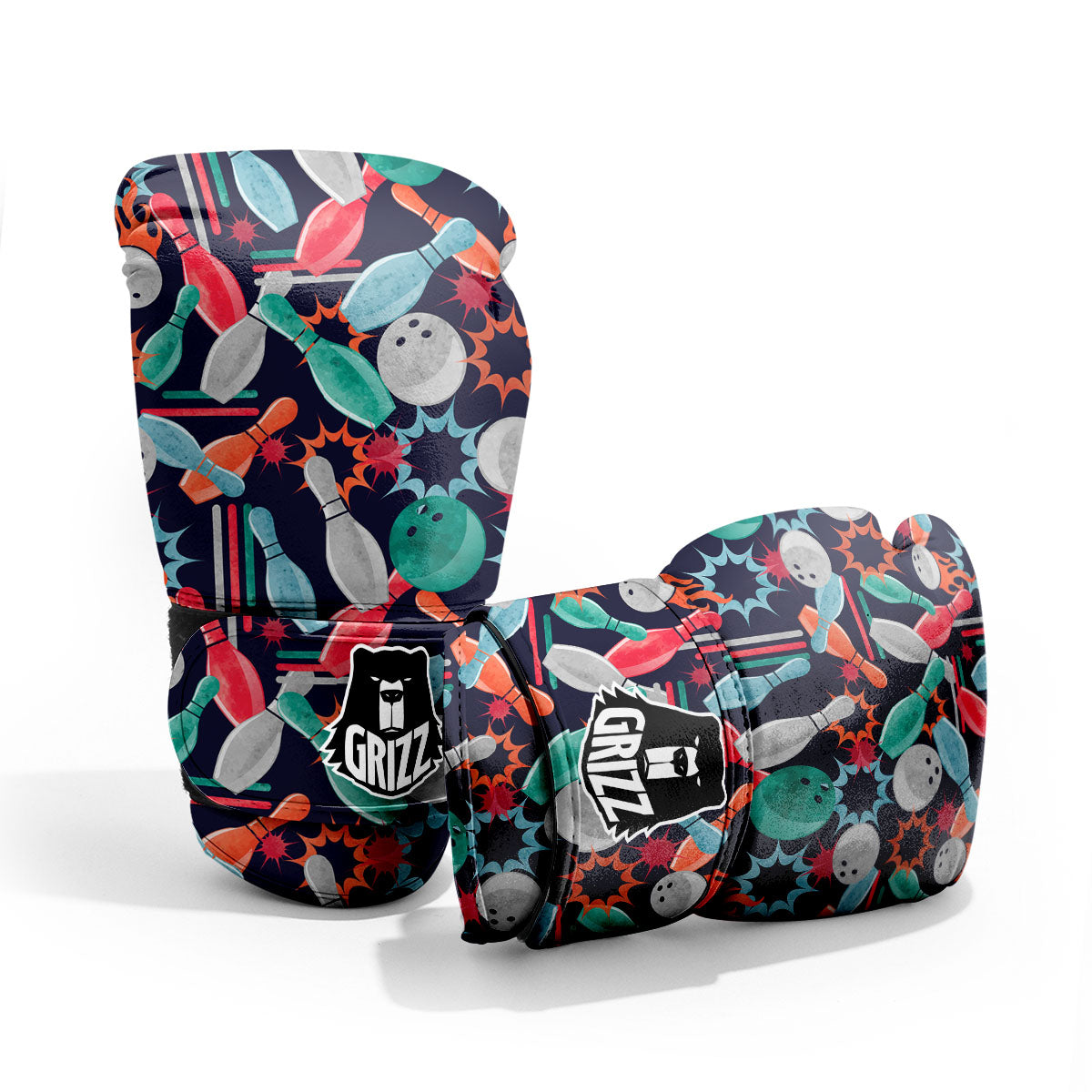 Bowling Theme Watercolor Print Pattern Pro Boxing Glove