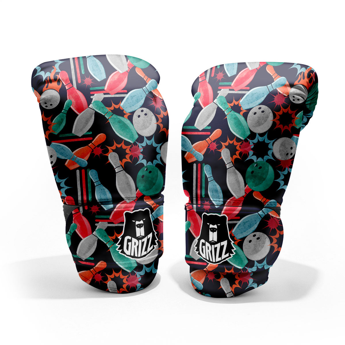 Bowling Theme Watercolor Print Pattern Pro Boxing Glove