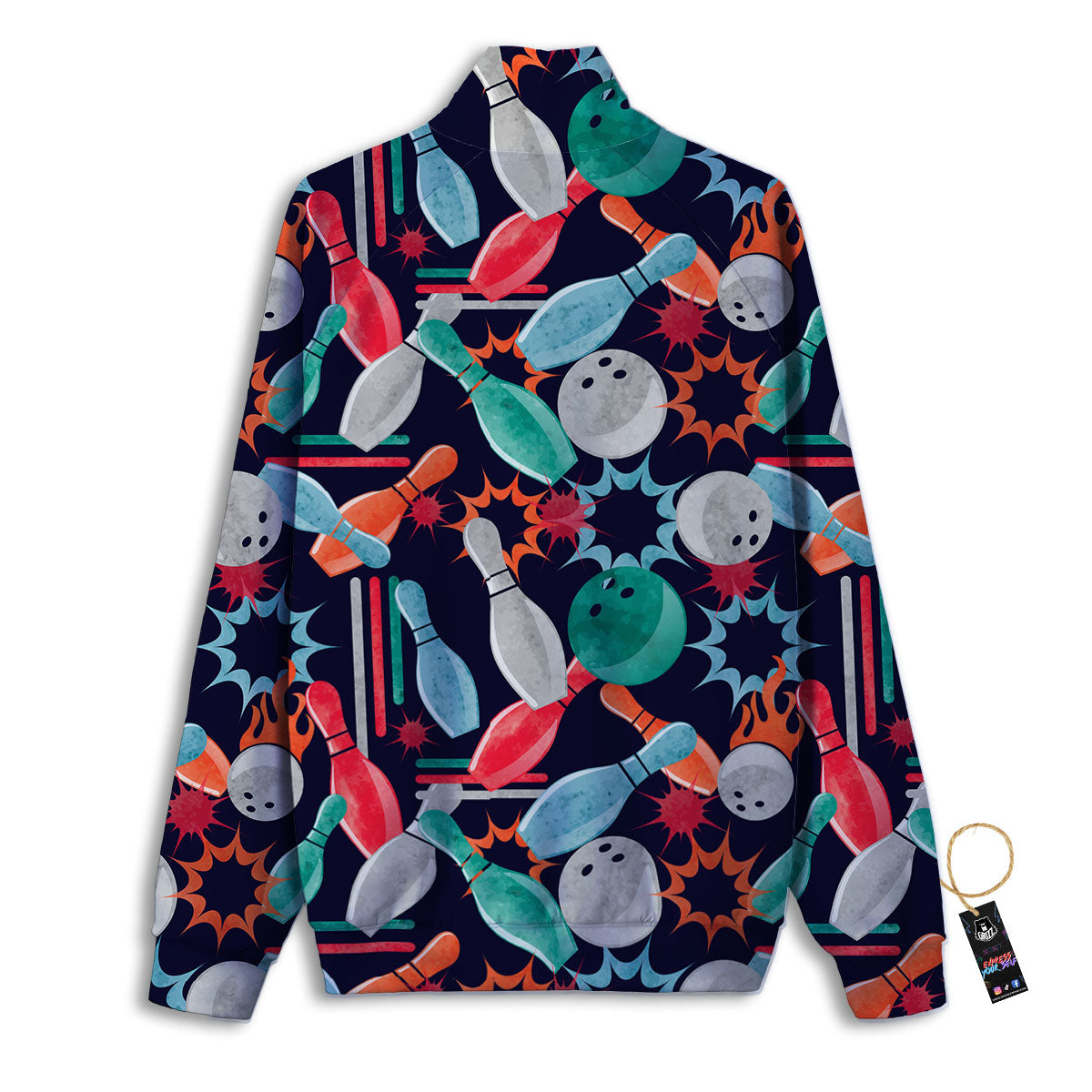 Bowling Theme Watercolor Print Pattern Track Jacket-grizzshop