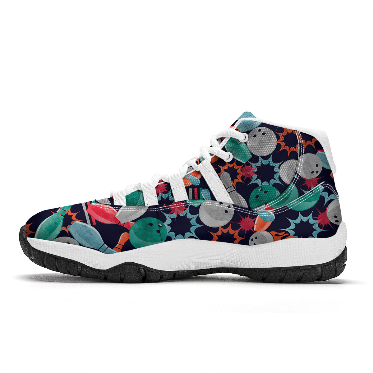 Bowling Theme Watercolor Print Pattern White Bball Shoes-grizzshop